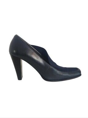 Gama Navy Leather Square Toe Pumps Size 8.5 Made in Italy
